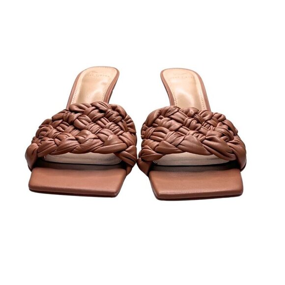 MARC FISHER DIGANA BEIGE NUDE LEATHER HEELED SANDALS - 7.5 - Picture 2 of 11